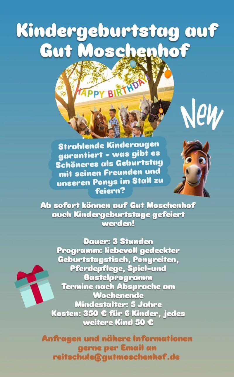 Reitschule, Moschenhof Kindergeburtstag 